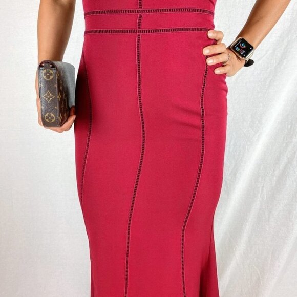 Marchesa Notte Burgundy Red Vine Formal Gown $995 - Picture 4 of 13